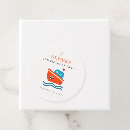 Cute Bright Kids Nautical Boat Any Age Birthday Favor Tags