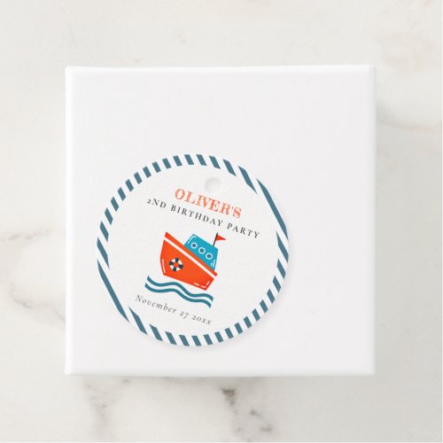 Cute Bright Kids Nautical Boat Any Age Birthday  Favor Tags