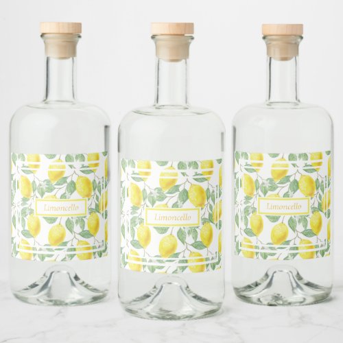 Cute Bright Lemons and Leaves Custom Liquor Bottle Label