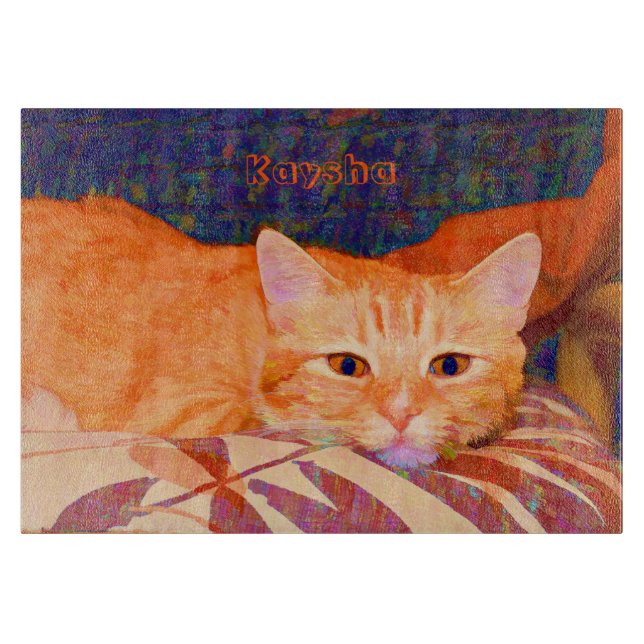 Cute Bright Orange Tabby Cat Cutting Board (Front)