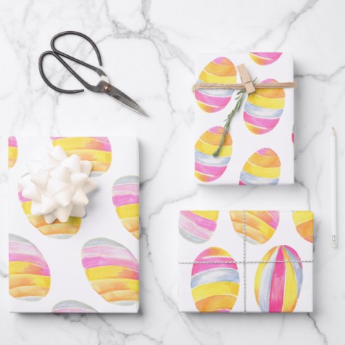 Cute Bright Pastel Pink Easter Egg Pattern Wrappin Wrapping Paper Sheets