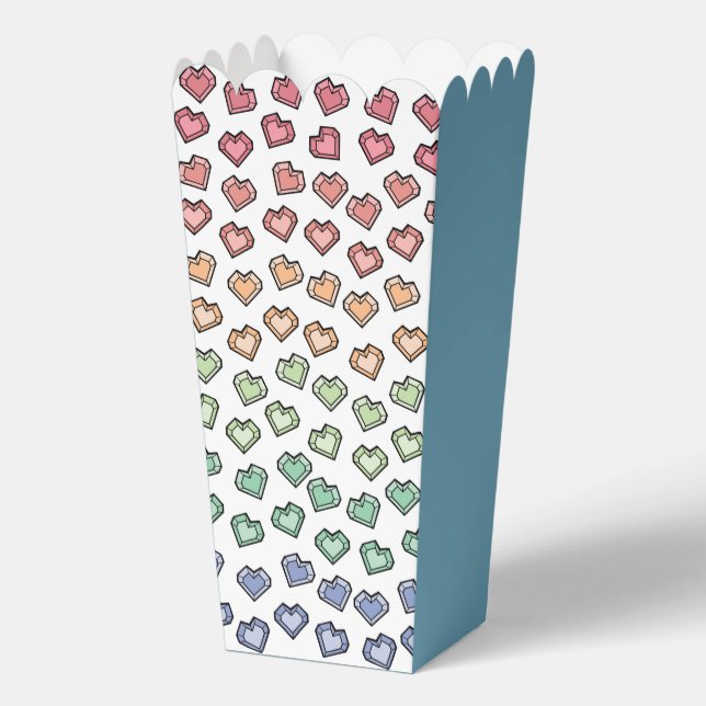 Cute Bright Pastel Rainbow Gemstone Heart pattern Favor Boxes (Back)