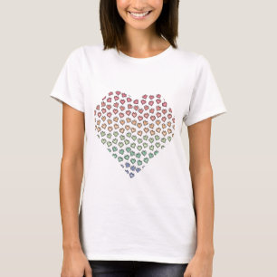 Cute Bright Pastel Rainbow Gemstone Heart pattern T-Shirt