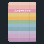 Cute Bright Pastel Rainbow Stripes Personalized iPad Pro Cover<br><div class="desc">This stylish iPad case features a whimsical design of simple stripes in a bright candy rainbow palette. Personalize it with your name. Great gift idea!</div>