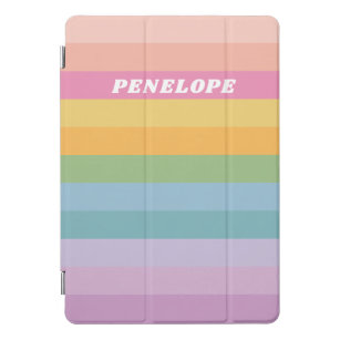 Cute Bright Pastel Rainbow Stripes Personalized iPad Pro Cover