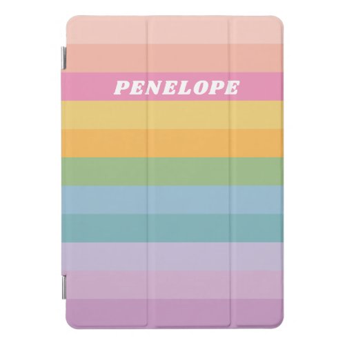 Cute Bright Pastel Rainbow Stripes Personalized iPad Pro Cover