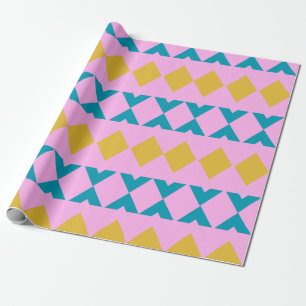 Cute Bright Pink Modern Geometric Shapes Pattern Wrapping Paper