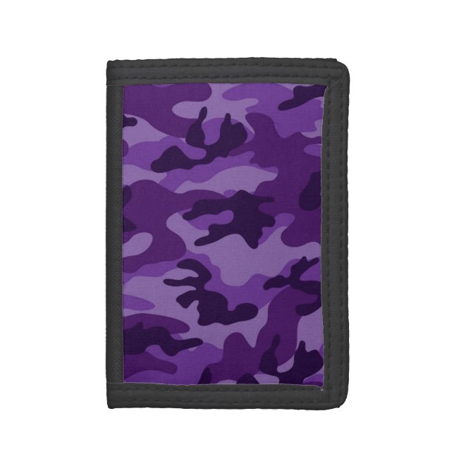 Cute Bright Purple Camo, Camouflage Trifold Wallet (Front Vertical)