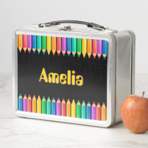 Cute Bright Rainbow Colors Pencils Kids Name