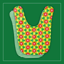 Cute Bright Red Flowers on Mod Lime Green Floral