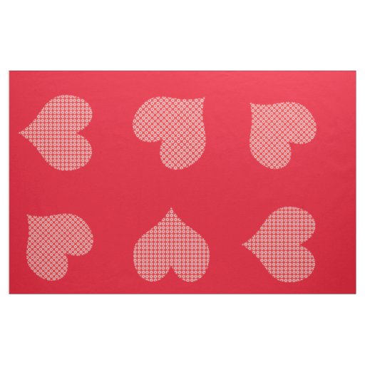 Cute Bright Red Patterned Hearts  Fabric