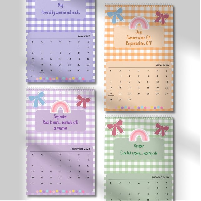 Cute Bright Ribbon & Flower Quote Calendar 2026 (Creator Uploaded)