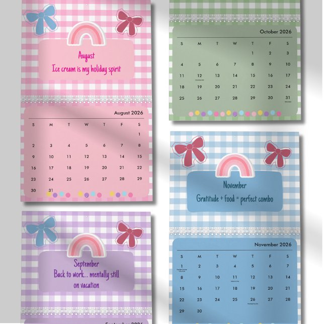 Cute Bright Ribbon & Flower Quote Calendar 2026 (Creator Uploaded)