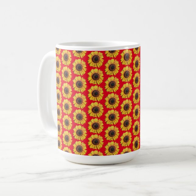 Cute Bright Sunflower Flower Pattern Mug (Front Left)
