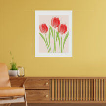 Cute Bright Tulips Watercolor Flower Print