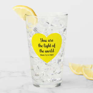 Cute Bright Yellow Heart Light of the World Bible Glass