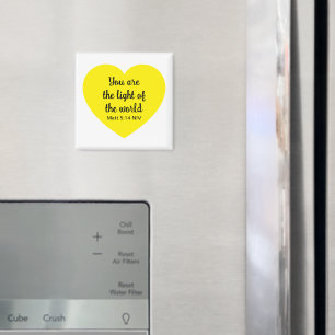 Cute Bright Yellow Heart Light of the World White Magnet