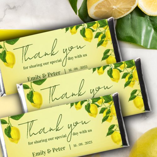 Cute Bright yellow Lemon Citrus Wedding Thank You  Hershey Bar Favors