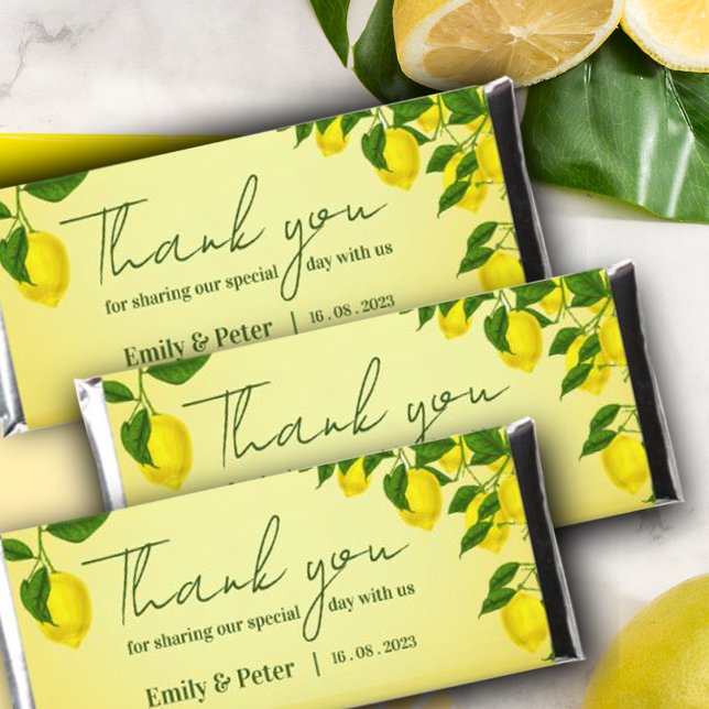 Cute Bright yellow Lemon Citrus Wedding Thank You  Hershey Bar Favors (Creator Uploaded)