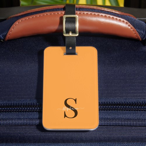 Cute Bright Yellow Monogram Initials and Name Luggage Tag