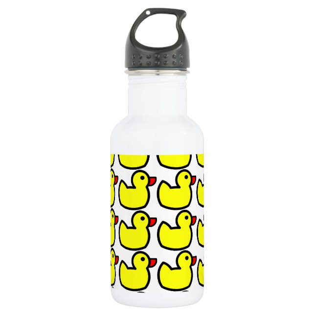 Cute Bright Yellow Rubber Ducky Pattern Water Bottle (Front)