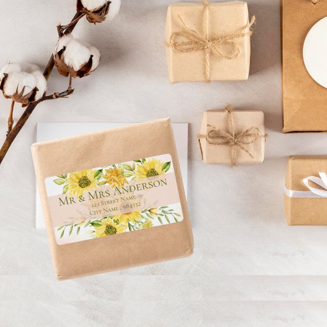 Cute Bright Yellow Sunflower Floral Address Label (Cute Bright Yellow Sunflower Floral Address Label)