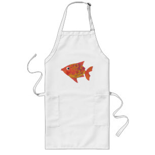 Cute Brilliant Orange Fish on White Sturdy Apron