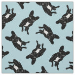 Cute brindle Frenchie in black &amp; white digital art Fabric