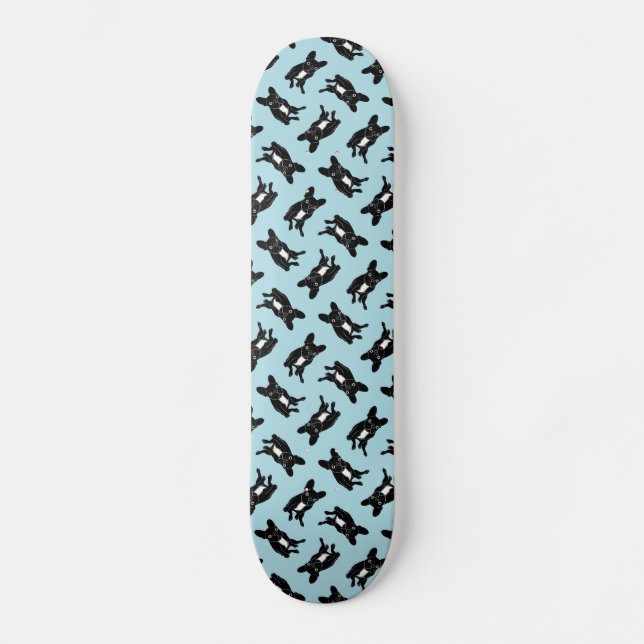 Cute brindle Frenchie in black & white digital art Skateboard Deck (Front)