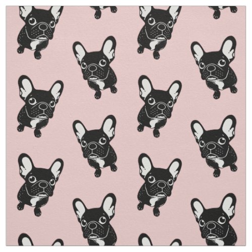 Cute brindle Frenchie is a dreamer Fabric