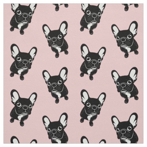 Cute brindle Frenchie is a dreamer Fabric