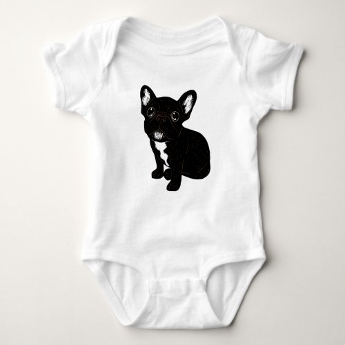 Cute Brindle Frenchie Puppy Baby Bodysuit