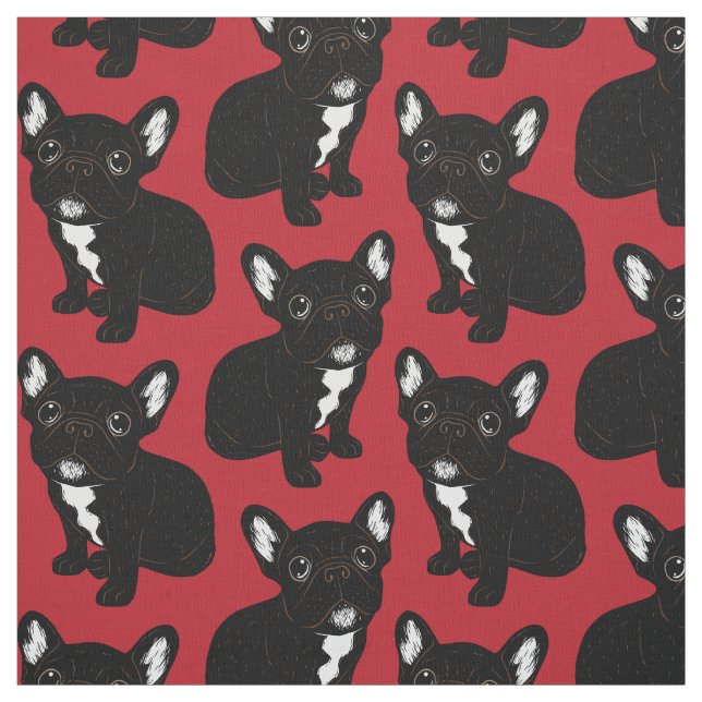 Cute Brindle Frenchie Puppy Fabric (Swatch)