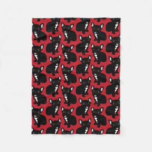 Cute Brindle Frenchie Puppy Fleece Blanket