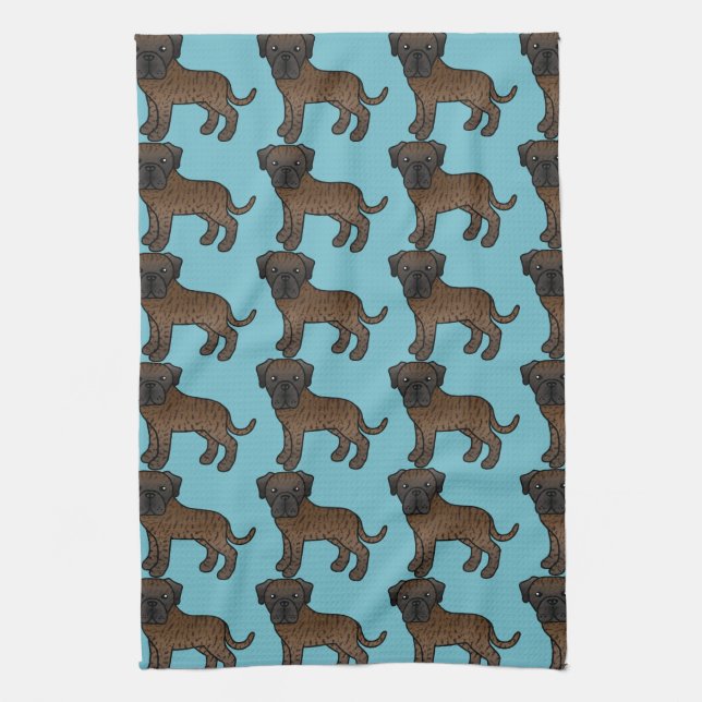 Cute Brindle Old English Mastiff Dogs Pattern Kitchen Towel (Vertical)