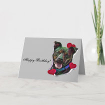 Cute Brindle Pop Art Pit Bull Staffordshire Love Card