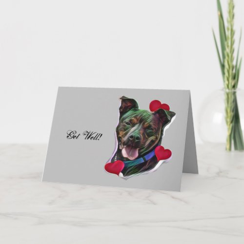 Cute Brindle Pop Art Pit Bull Staffordshire Love Card