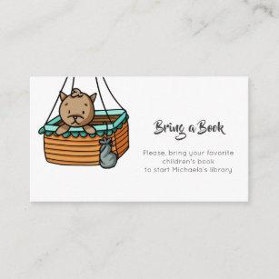 Cute Bring a Book with a Brown Cat in a Basket Enclosure Card