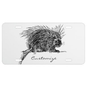 Cute Bristly Hedgehog Thunder_Cove License Plate