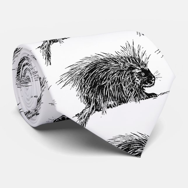 Cute Bristly Hedgehog Thunder_Cove Neck Tie (Rolled)