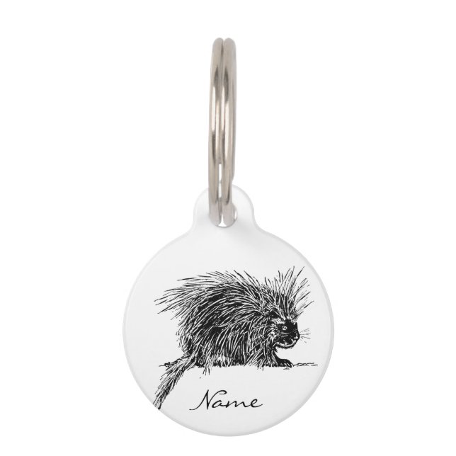 Cute Bristly Hedgehog Thunder_Cove Pet ID Tag (Front)