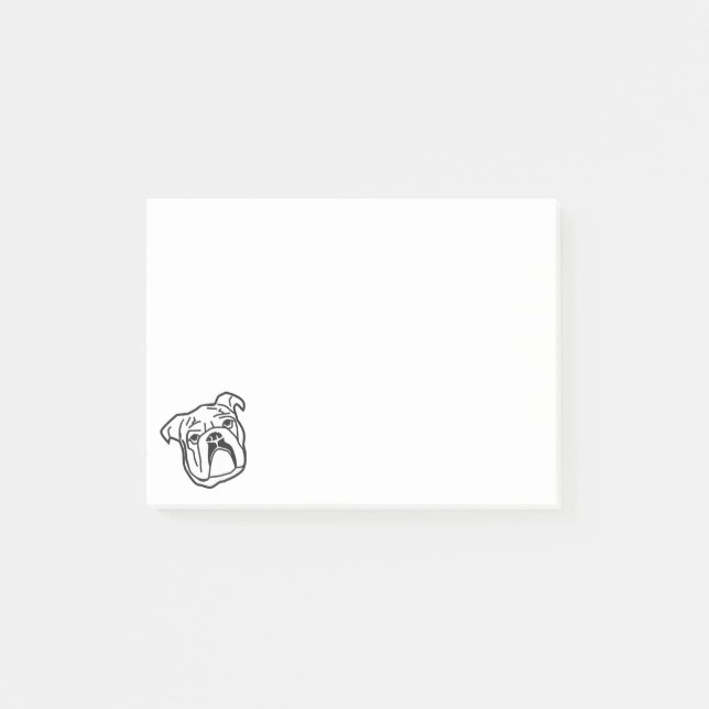 Cute British Bulldog Personalized Post-it Notes (Front)