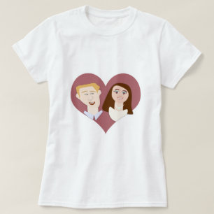 Cute British Couple Royal Cartoon Love Design T-Shirt