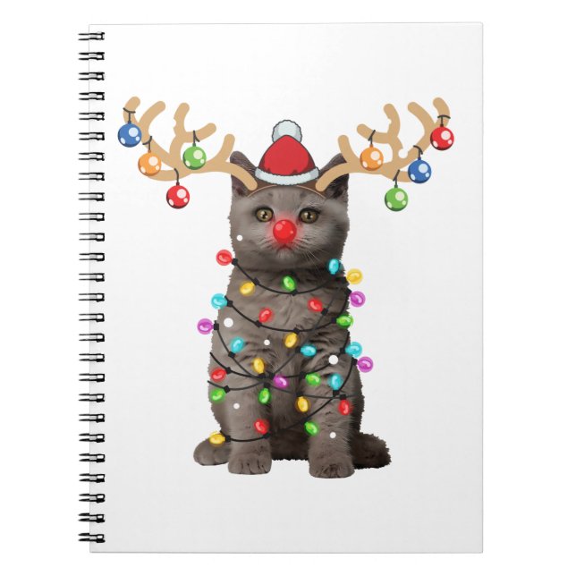 Cute British Shorthair Cat Funny Christmas Holiday Notebook (Front)