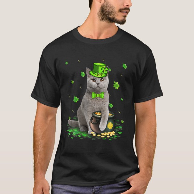 Cute British Shorthair Cat Lover St Patricks Day S T-Shirt (Front)