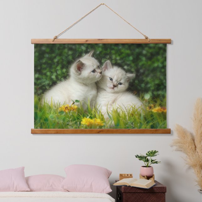 Cute British Shorthair Kittens in Garden Hanging Tapestry (Bedroom)