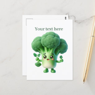 Cute broccoli lovers add text postcard