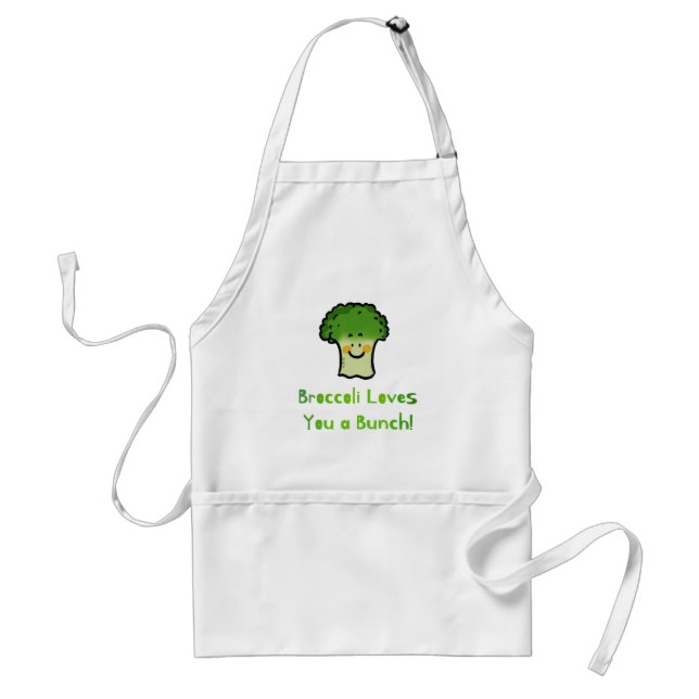 Cute Broccoli Pun Cartoon Design Adult Apron (Front)