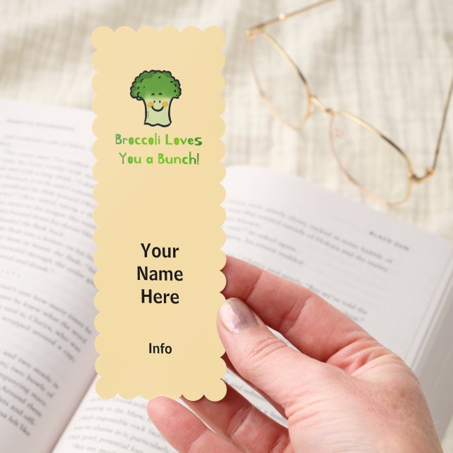 Cute Broccoli Pun Cartoon Design Bookmarks (Hand)