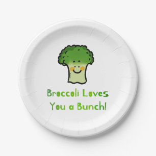 Cute Broccoli Pun Cartoon Design Paper Plates